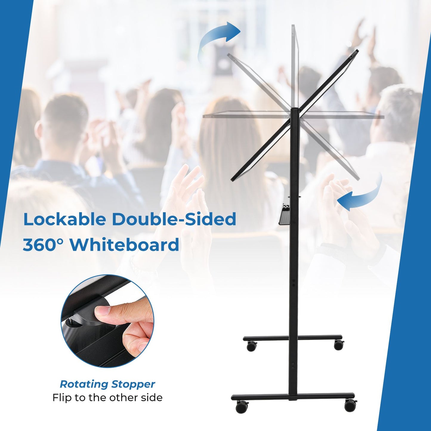 Reversible Mobile White Board with Adjustable Height