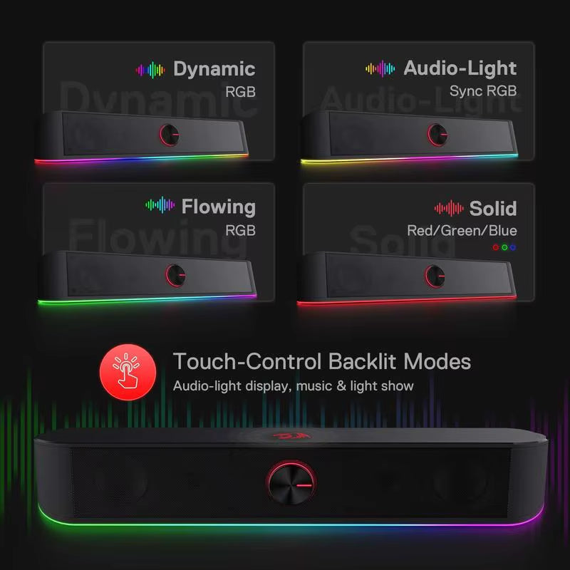 GS560 Adiemus RGB USB Desktop Soundbar – 2.0 Channel Computer Speaker with Dynamic Audio-Light Sync