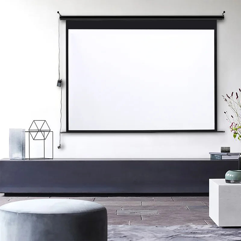 Outdoor Electric Projector Screen with Motorized Retractable Design for Home Theater and Events