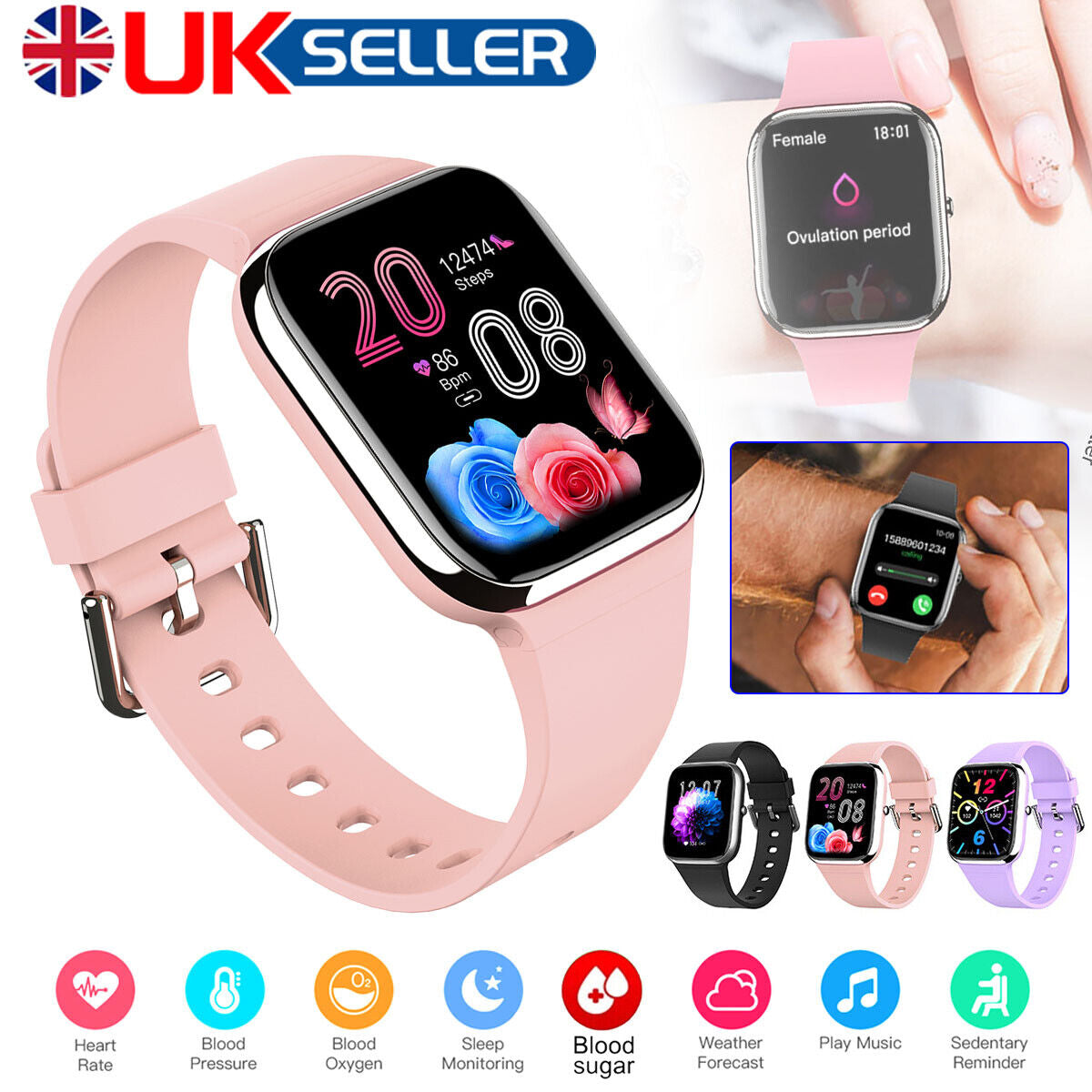 Smart Watch Fitness Tracker with Heart Rate Monitor for Men & Women – Sport Watches Compatible with iOS and Android