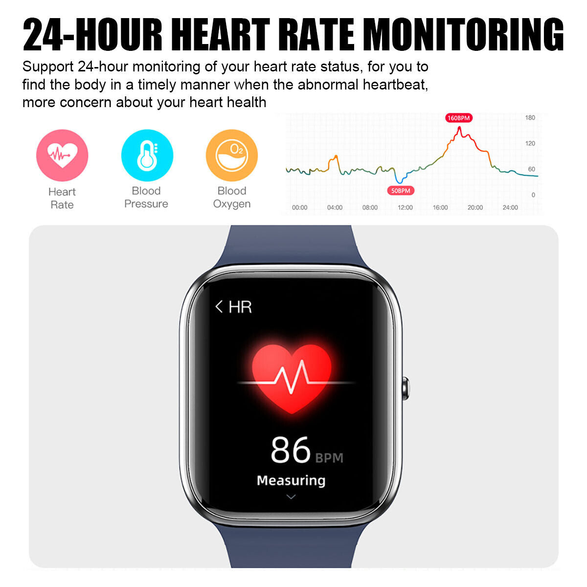 Smart Watch Fitness Tracker with Heart Rate Monitor for Men & Women – Sport Watches Compatible with iOS and Android
