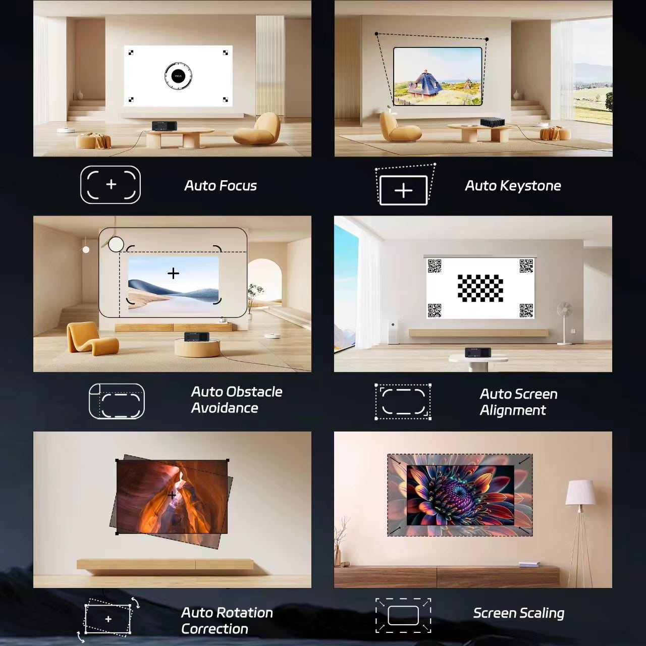 C4 Pro 1080P Smart Projector – 4K Support, 1200 ANSI Lumens, 32GB Storage Home Theater Beamer