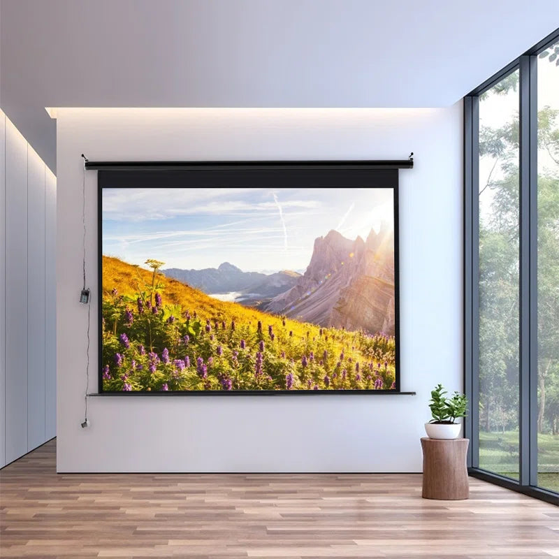 Outdoor Electric Projector Screen with Motorized Retractable Design for Home Theater and Events