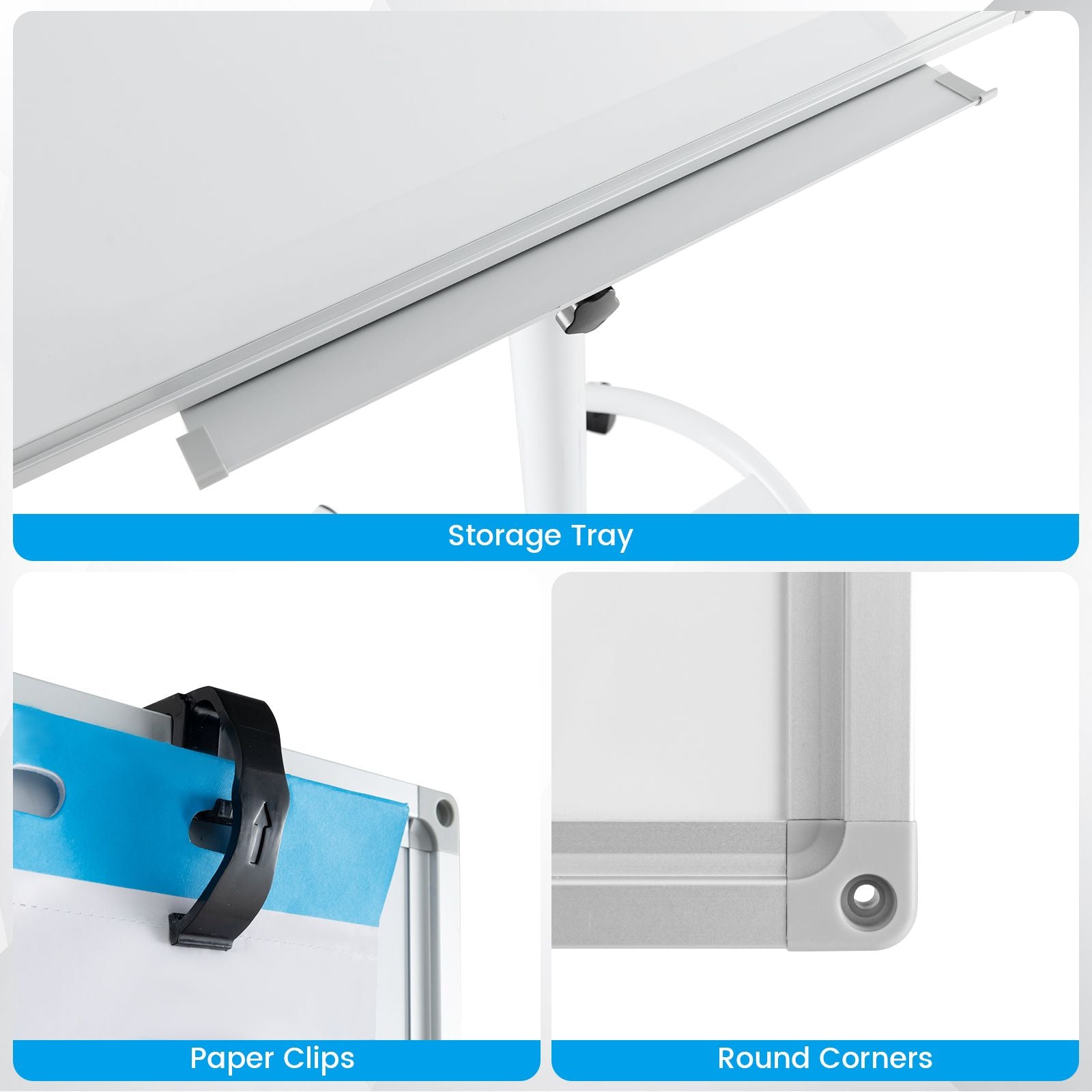 Height-Adjustable Magnetic Whiteboard on Wheels – 100 x 65 cm with Accessories