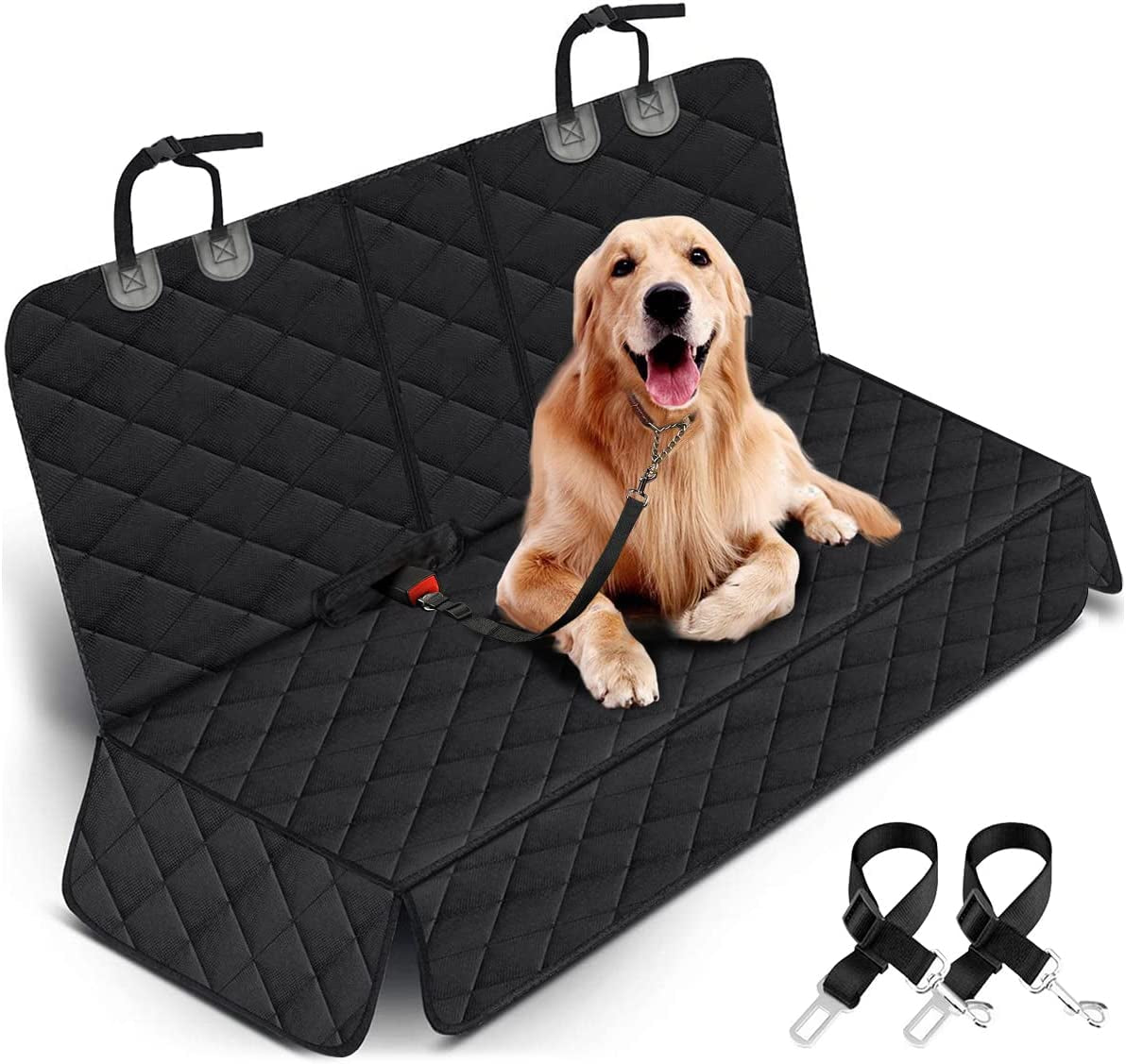Dog Car Seat Cover – Waterproof, Non-Slip Pet Back Seat Protector for Cars, SUVs & Trucks, Fits Middle Armrest – Black
