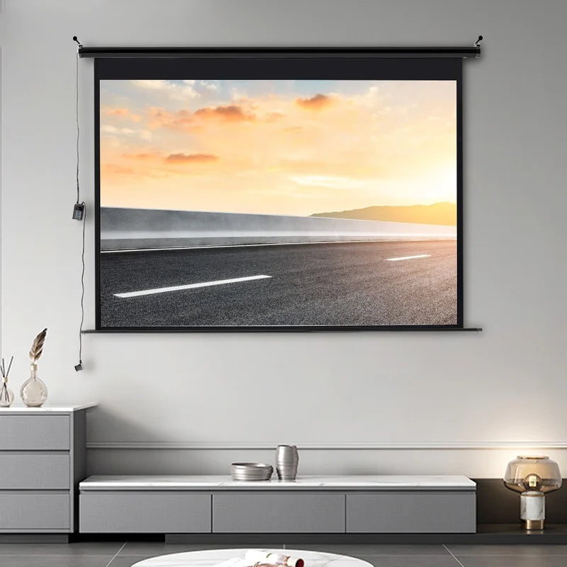 Outdoor Electric Projector Screen with Motorized Retractable Design for Home Theater and Events