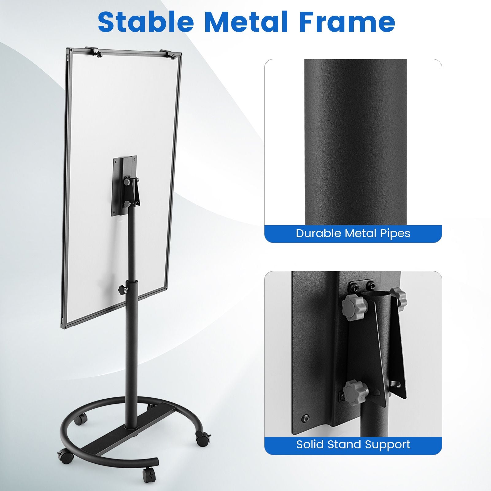 Height-Adjustable Magnetic Whiteboard on Wheels – 100 x 65 cm with Accessories