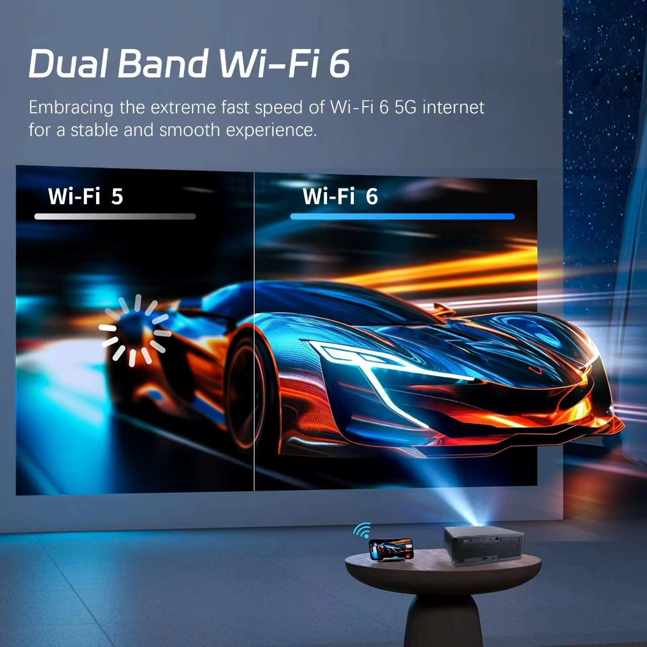 C4 Pro 1080P Smart Projector – 4K Support, 1200 ANSI Lumens, 32GB Storage Home Theater Beamer
