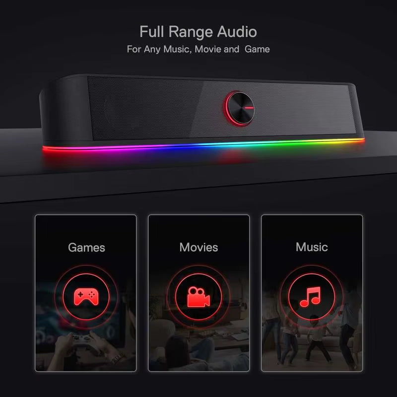 GS560 Adiemus RGB USB Desktop Soundbar – 2.0 Channel Computer Speaker with Dynamic Audio-Light Sync