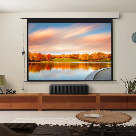 Outdoor Electric Projector Screen with Motorized Retractable Design for Home Theater and Events